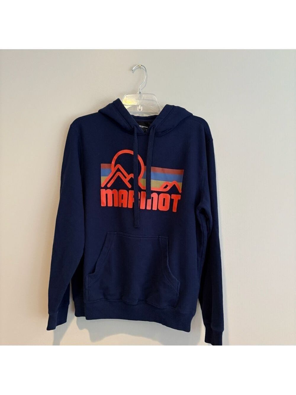 Marmot Navy Blue Hoodie with Mountain Graphic Size M